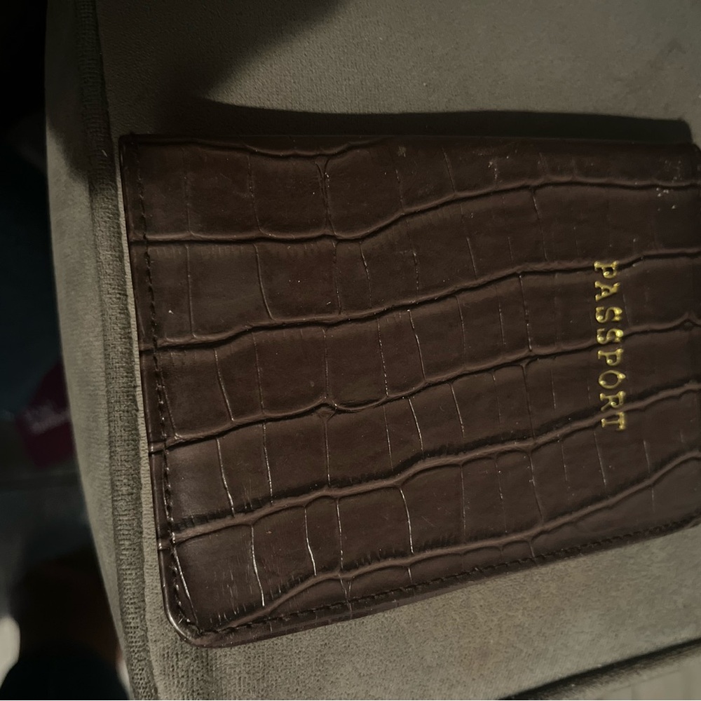 Brown Crocodile Embossed Passport Holder